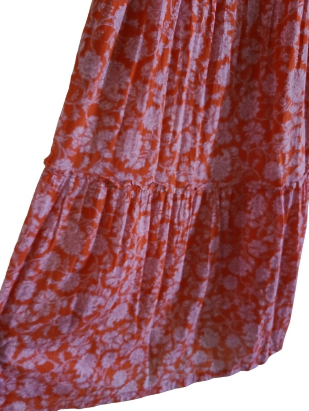 Free People Bonita Printed Midi Dress Coral Floral 100% Cotton Pockets Bohemian - Picture 9 of 17